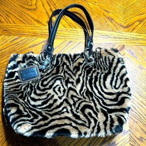 B.Makowsky Fur Animal Print Purse